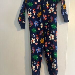 Hanna Andersson Navy Floral and Rainbow Footie Pajama